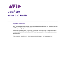 Avid Deko 550 V5.3.3 Readme