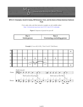 MTO 21.1 Examples: David B. Easley, Riff Schemes, Form, and the Genre of Early American Hardcore Punk