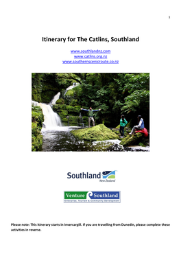 Itinerary for the Catlins, Southland
