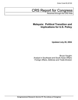 Malaysia: Political Transition and Implications for U.S