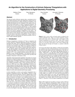 An Algorithm for the Construction of Intrinsic Delaunay Triangulations with Applications to Digital Geometry Processing