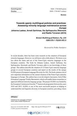 Towards Openly Multilingual Policies and Practices: Assessing Minority