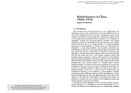 British Business in China, 1860S-1950S Jiirgen Osterhammel
