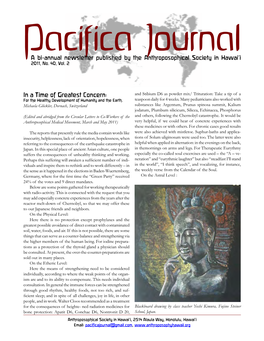 Pacifica Journal a Bi-Annual Newsletter Published by the Anthroposophical Society in Hawai'i 2011, No