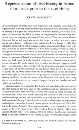 Representations of Irish History in Fiction Films Made Prior to the 1916 Rising