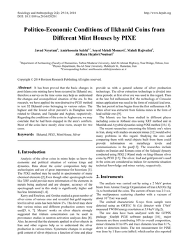 Politico-Economic Conditions of Ilkhanid Coins from Different Mint Houses by PIXE