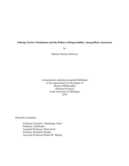 Policing Norms: Punishment and the Politics of Respectability Among Black Americans