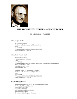 THE RECORDINGS of HERMANN SCHERCHEN by Lawrence Friedman