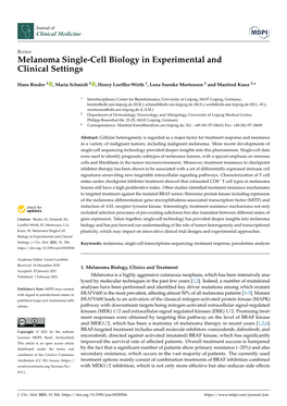 Melanoma Single-Cell Biology in Experimental and Clinical Settings