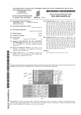 WO 2015/161078 Al 22 October 2015 (22.10.2015) P O P C T