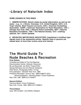 Library of Naturism Index the World Guide To