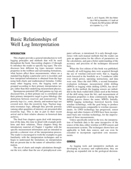 Basic Relationships of Well Log Interpretation