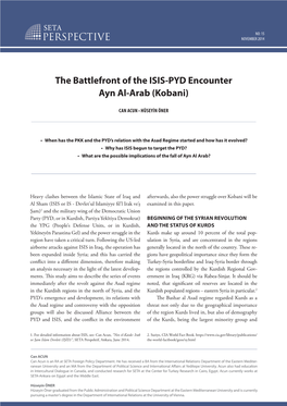 The Battlefront of the ISIS-PYD Encounter Ayn Al-Arab (Kobani)