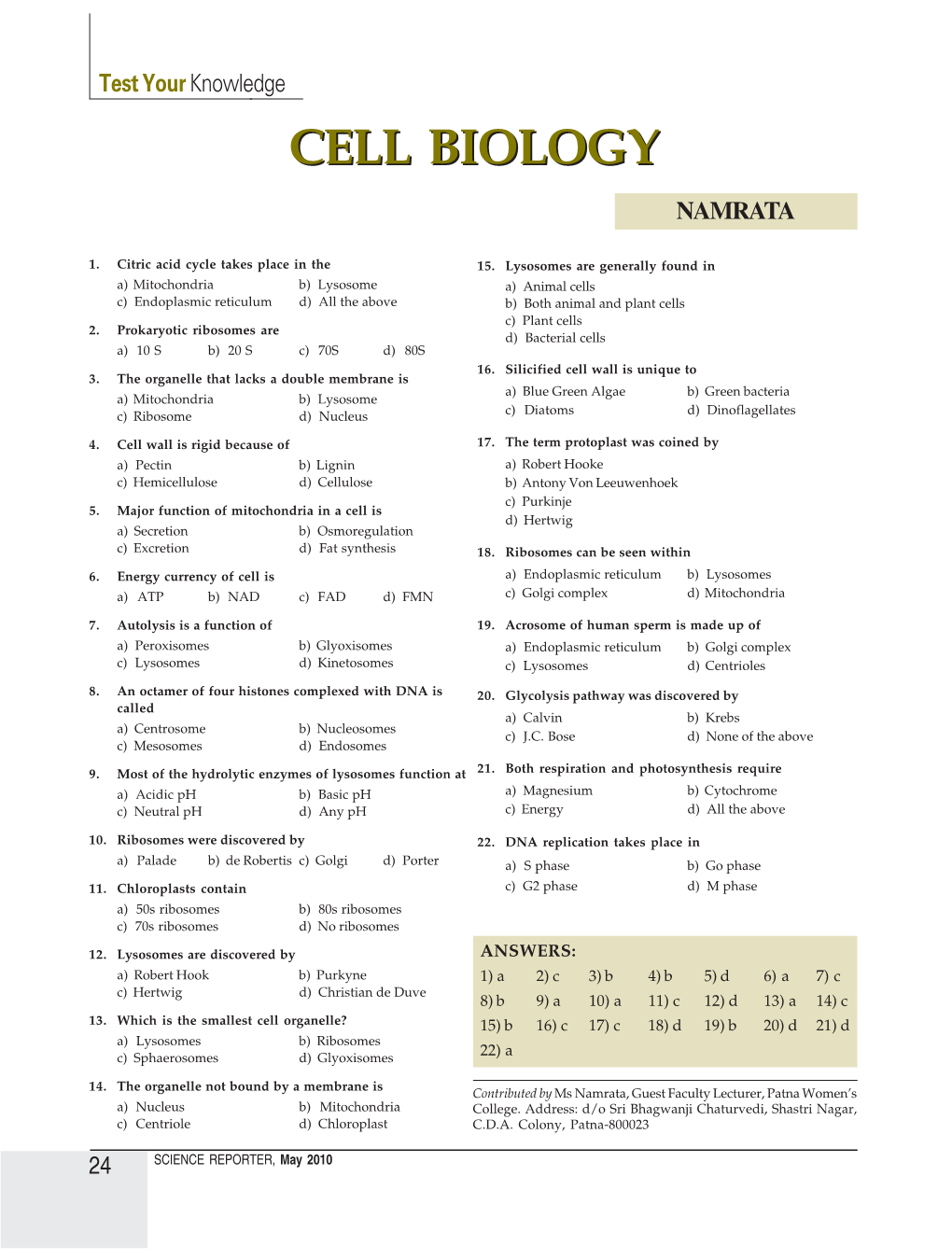 Cell Biologybiology Namrata