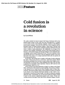 Cold Fusion Is a Revolution in Science