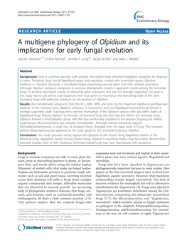 A Multigene Phylogeny of Olpidium and Its Implications for Early Fungal