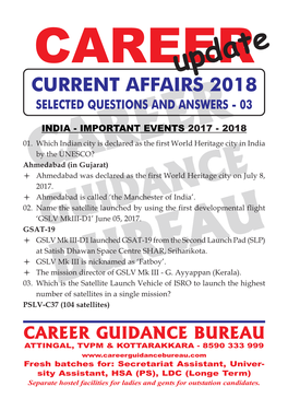 Current Affairs for Assistant Exam 3.Pmd