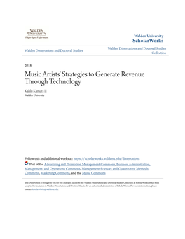 Music Artists' Strategies to Generate Revenue Through Technology Kalilu Kamara II Walden University