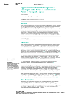 Hypnic Headache Responds to Topiramate: a Case Report and a Review of Mechanisms of Action of Therapeutic Agents