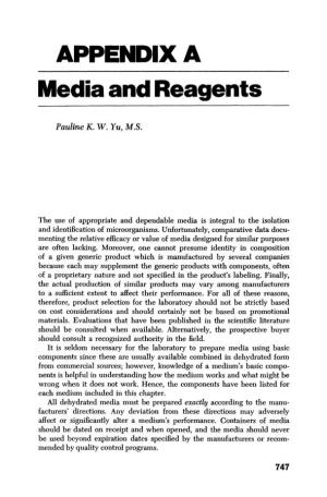 APPENDIX a Media and Reagents