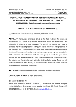 N-Metil Glucamine and Topical Miltefosine Association In