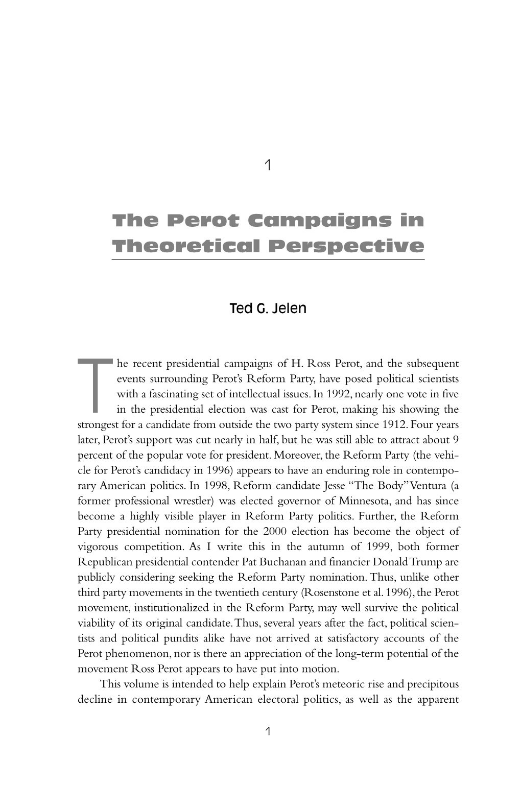 The Perot Campaigns in Theoretical Perspective