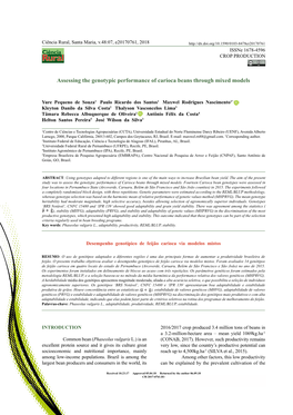 Assessing the Genotypic Performance of Carioca Beans Through Mixed Models