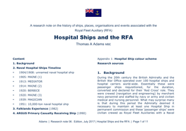 Hospital Ships and the RFA Thomas a Adams MBE