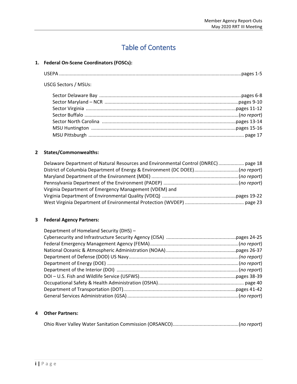 Table of Contents