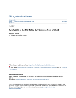 Two Weeks at the Old Bailey: Jury Lessons from England