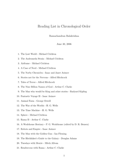 Reading List in Chronological Order