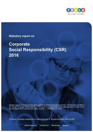 Corporate Social Responsibility (CSR) 2016