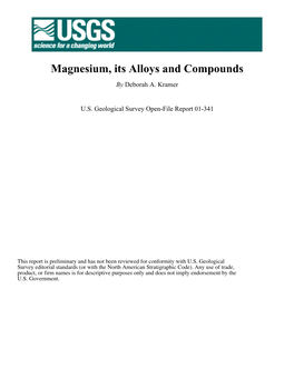 Magnesium, Its Alloys and Compounds by Deborah A