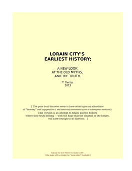 Lorain City's Earliest History;