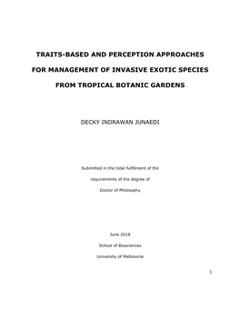 Traits-Based and Perception Approaches for Management of Invasive Exotic Species from Tropical Botanic Gardens