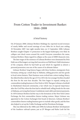 From Cotton Trader to Investment Banker: 1844–2008
