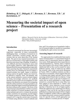 Measuring the Societal Impact of Open Science – Presentation of a Research Project