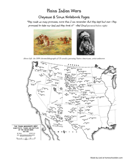 Native Americans Notebook Pages: the Plains Indian Wars