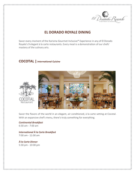 El Dorado Royale Dining