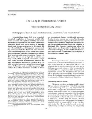 The Lung in Rheumatoid Arthritis