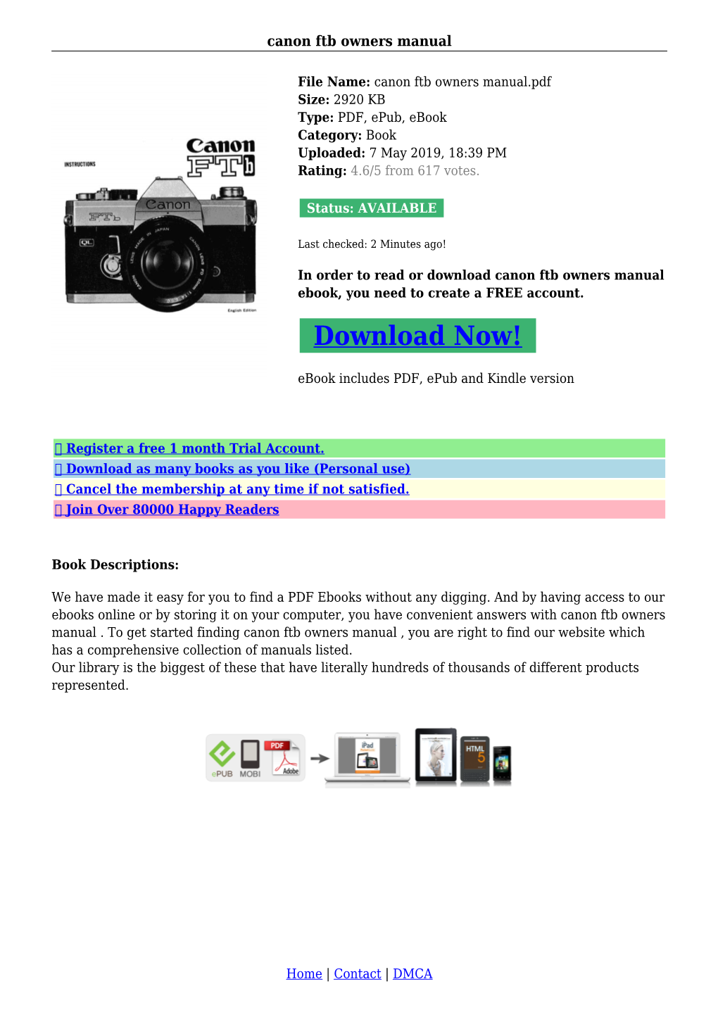 Canon Ftb Owners Manual