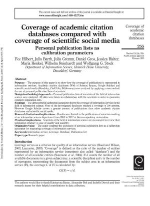 Coverage of Academic Citation Databases Compared with Coverage