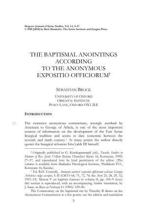 The Baptismal Anointings According to the Anonymous Expositio Officiorum†