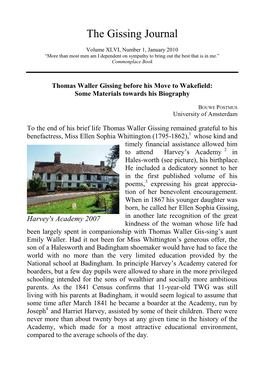 Thomas Waller Gissing Before His Move to Wakefield: Some Materials Towards His Biography