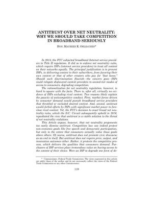 Antitrust Over Net Neutrality: Why We Should Take Competition in Broadband Seriously