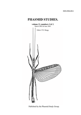 Phasmid Studies 11(1&2)