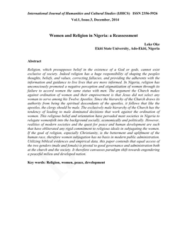 Women and Religion in Nigeria: a Reassessment