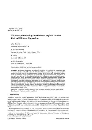 Variance Partitioning in Multilevel Logistic Models That Exhibit Overdispersion