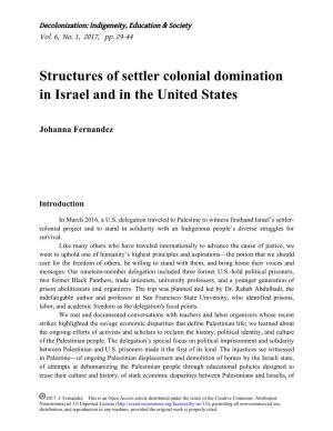 Structures of Settler Colonial Domination in Israel and in the United States