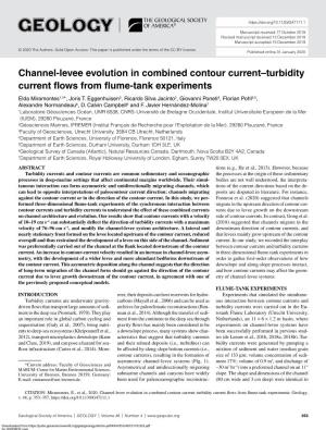 Channel-Levee Evolution in Combined Contour Current–Turbidity Current Flows from Flume-Tank Experiments Elda Miramontes1,2*, Joris T